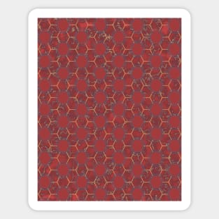 Hexagon Red Marble Pattern Sticker